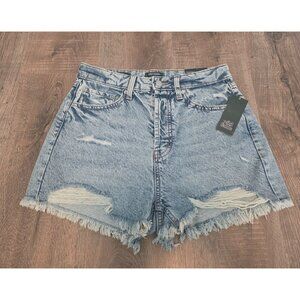 Wild Fable High Rise Easy Rigid Distressed Denim Jean Shorts 6 NEW